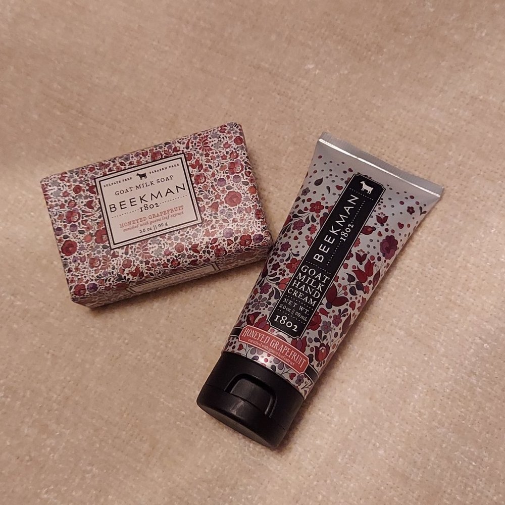 BEEKMAN 1802 Honeyed Grapefruit Goat Milk Hand Cream 2 OZ Goat Milk Soap 3.5 OZ